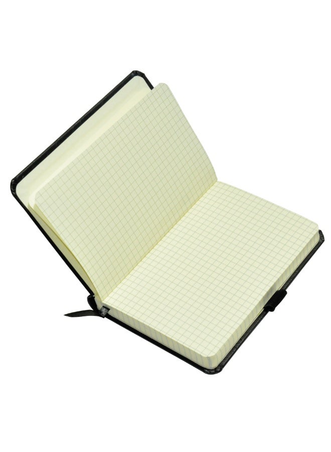 FIS Executive Ostrich Italian PU Cover Notebook, Ivory Paper, 5 mm Square With Elastic Band, Black Color, 120 Sheets, Pen Holder and Gift Box, A6 Size - FSNBEX5MMA6BK - Image 4